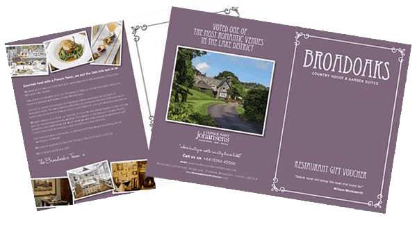 Broadoaks Lake District Hotel Gift Certificates Brochure Image