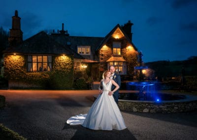 David Goodier to Bride & Groom outside at night