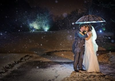 wedding in the snow at Broadoaks Lake District